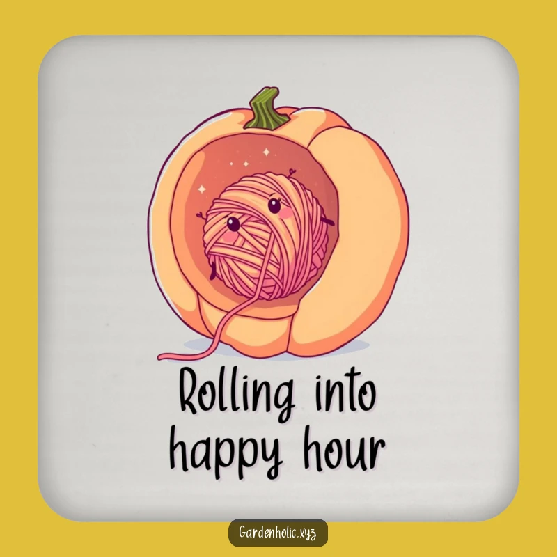 Funny Yarn Pumpkin Coaster: Cozy Yarn Ball Rolling, Protect Surfaces Gift