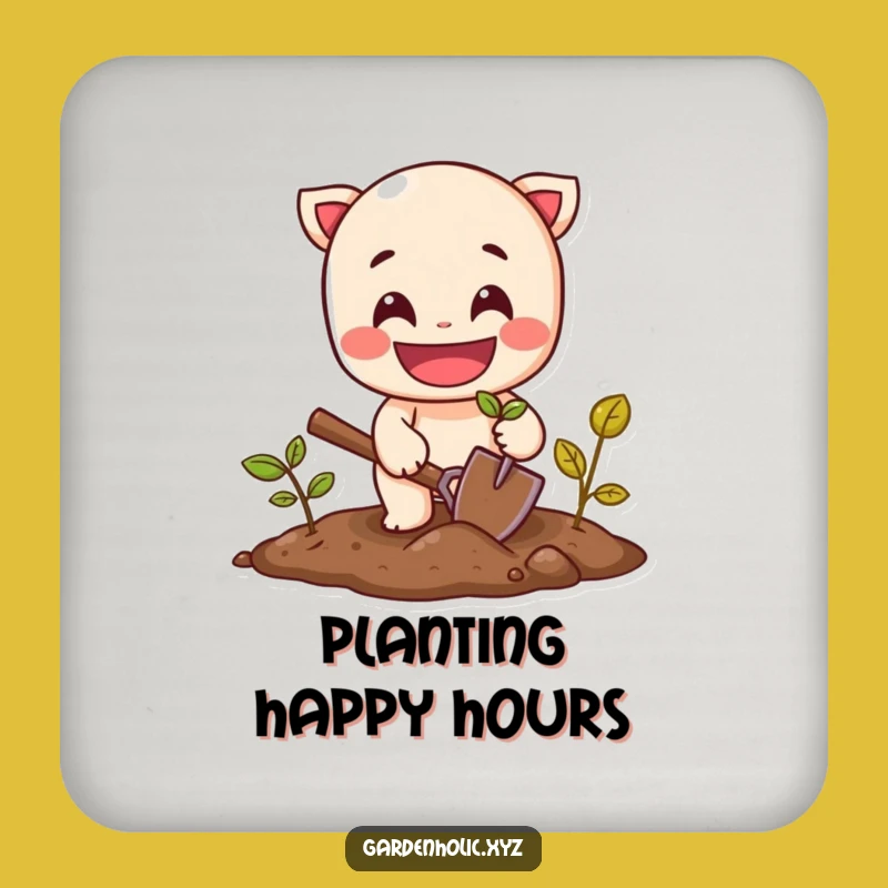 Funny Garden Coaster Set: Cheerful Planter Mats for Nature-Themed Decor