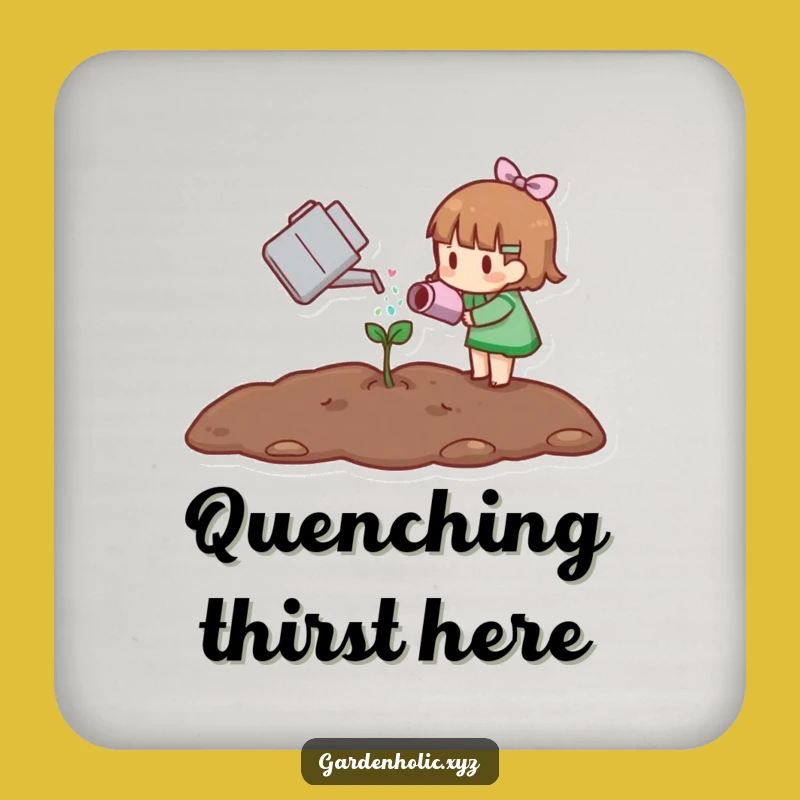 Funny Little Gardener Coaster, Sprout Watering Protector, Unique Funny Plant Gift