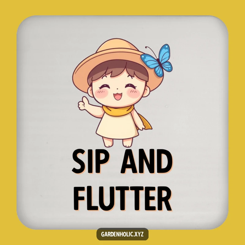 Funny Sun Hat Character Coaster: Protect Surfaces with Hilarious Waving Charm!