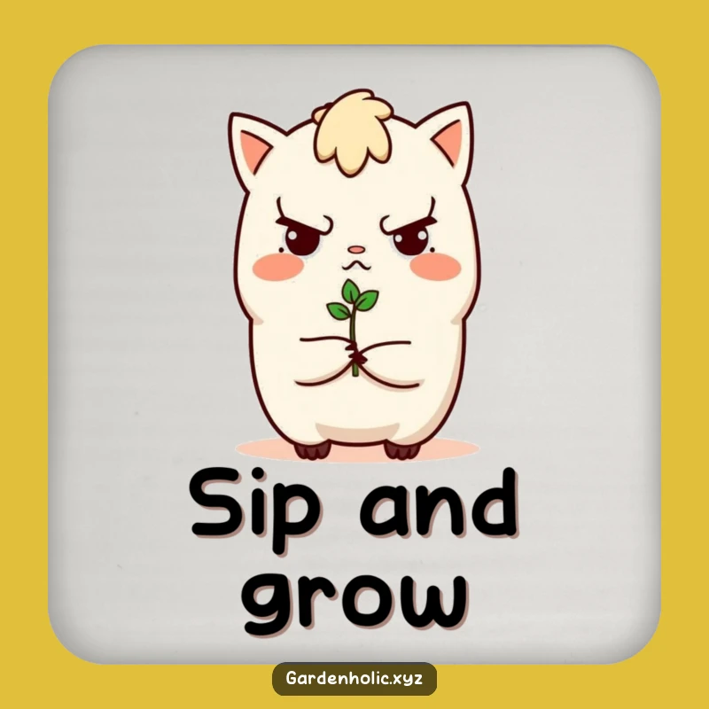 Funny Determined Sprout Character Coaster - Protect Surfaces Funny Gift