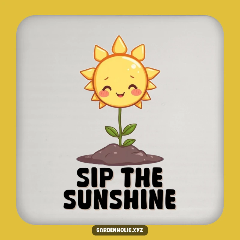 Funny Sun Coaster - Cheerful Plant Drink Protector Gift