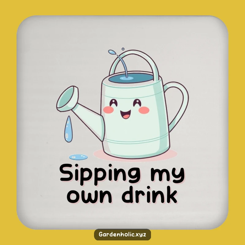 Funny Watering Can Coaster: Delighted Face Watering Itself, Protect Surfaces Gift