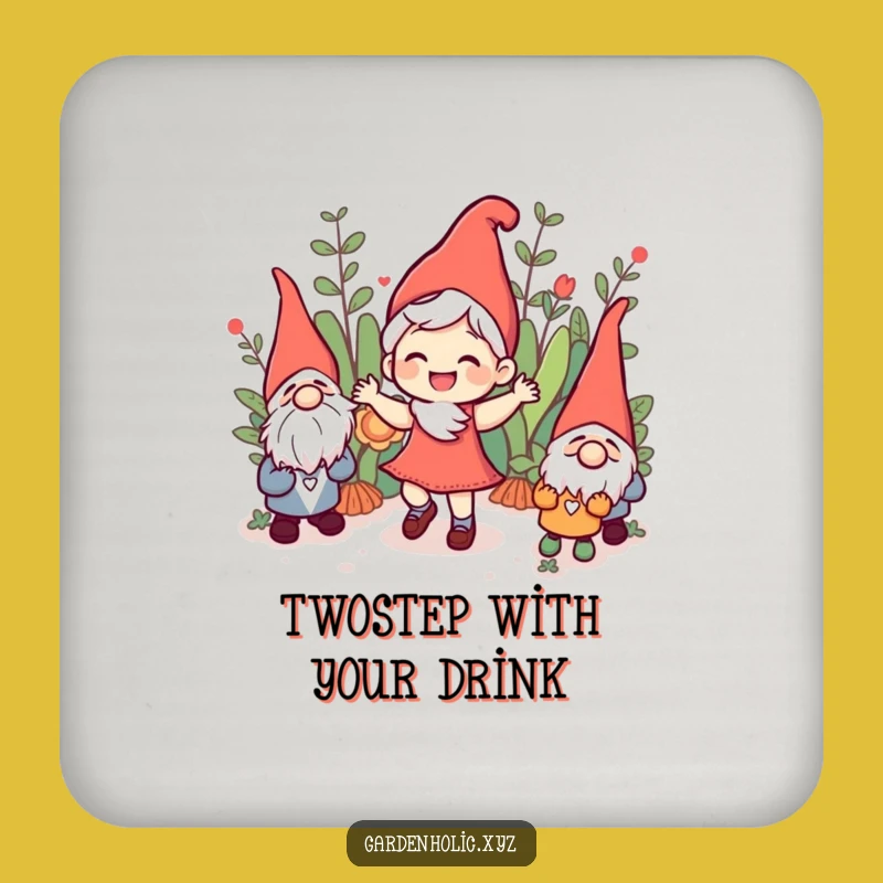 Funny Joyful Character Coaster Set - Protect Surfaces with Gnomey Dance Charm