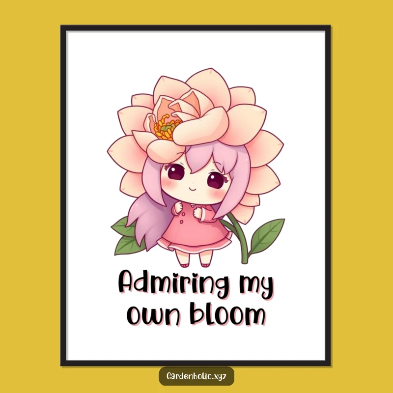 Funny Poster: Cheerful Flower Admirer Art, Vibrant Wall Decor