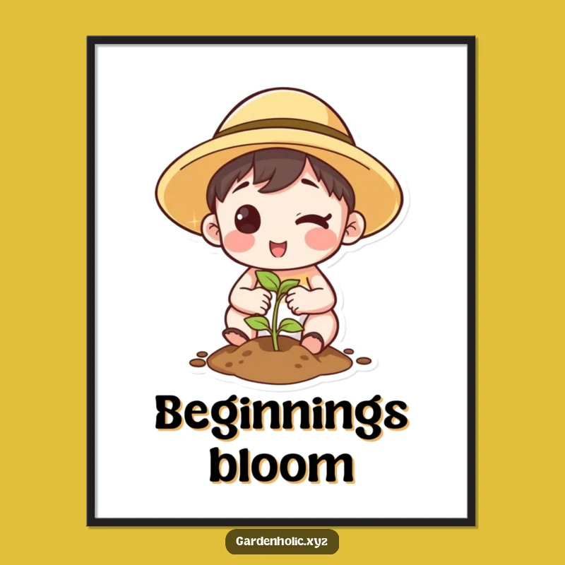 Funny Winking Planter Poster - Inspirational Character Wall Art Gift