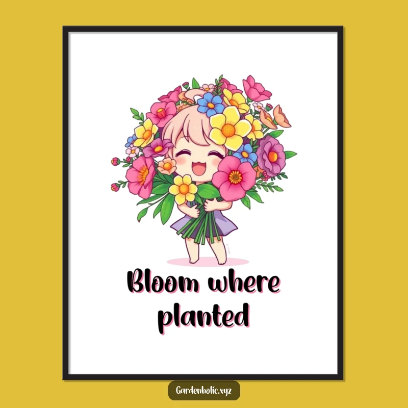 Funny Joyful Bouquet Character Poster - Brighten Your Space Funny Gift