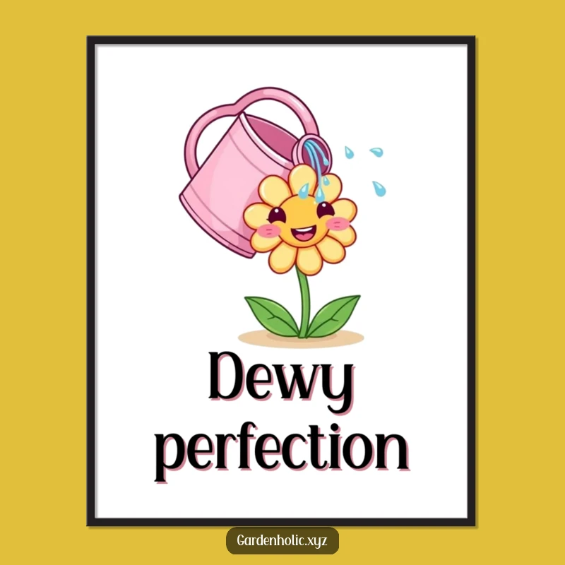 Funny Watering Can Poster: Wall Art Celebrating Floral Growth and Nurturing