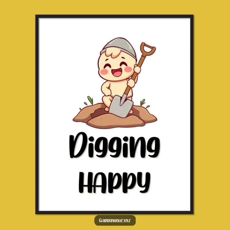 Funny Digging Character Spade Poster - Hilarious Wall Art for Enthusiasts