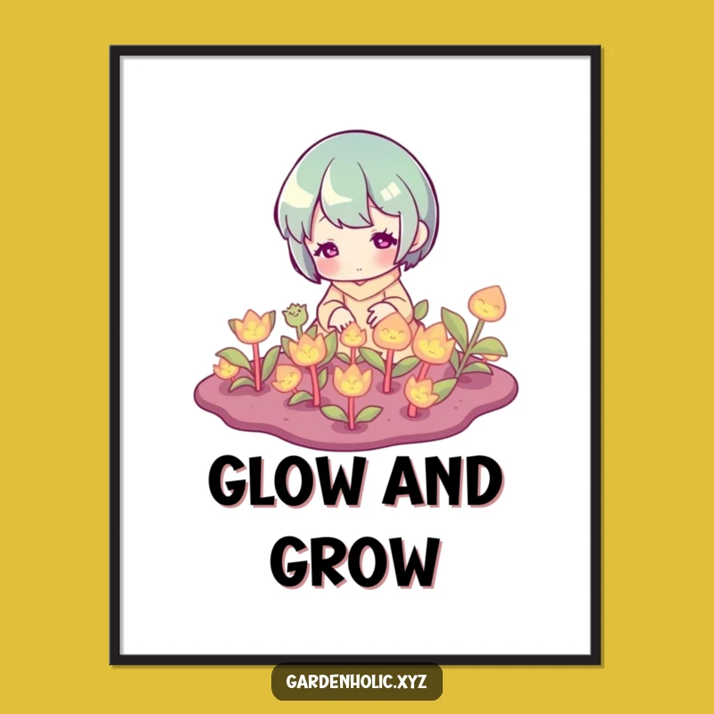 Funny Glowing Plant Gardener Poster - Mystical Character Wall Art Gift