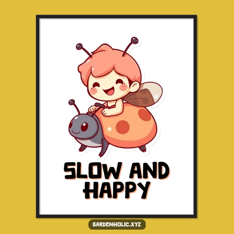 Funny Ladybug Rider Character Poster - Decorate with Smiles Funny Gift