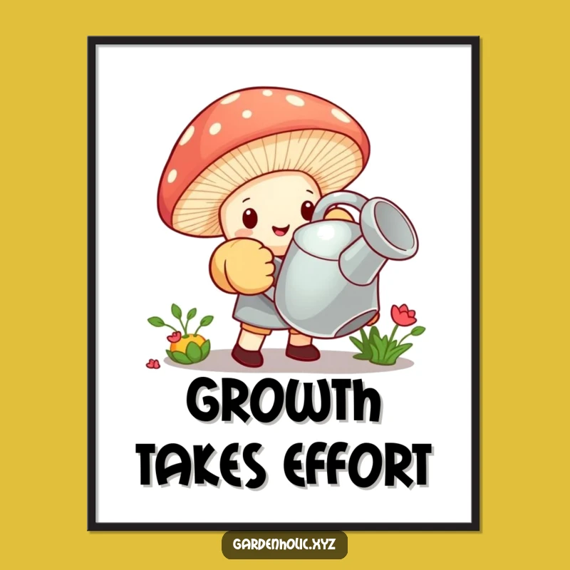 Funny Mushroom Gardener Poster: Tiny Effort Art, Perfect Funny Gift Decor