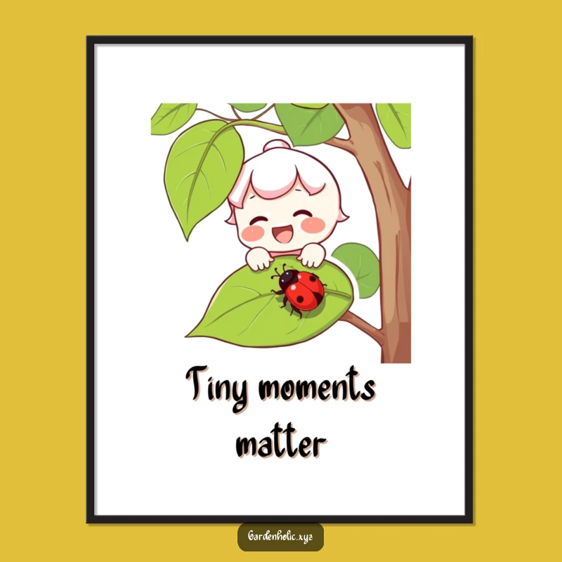 Funny Nature Art Print: Joyful Ladybug Poster for Whimsical Decor