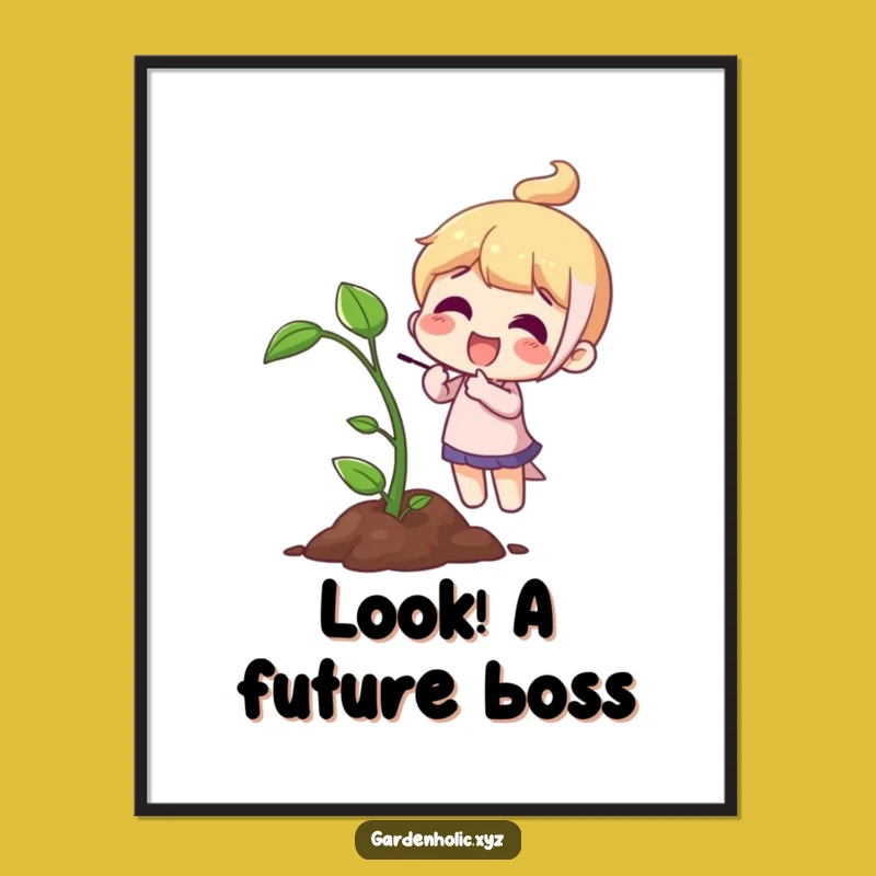 Funny Sprout Pointing Poster: Joyful Character Art, Perfect Funny Gift for Decor