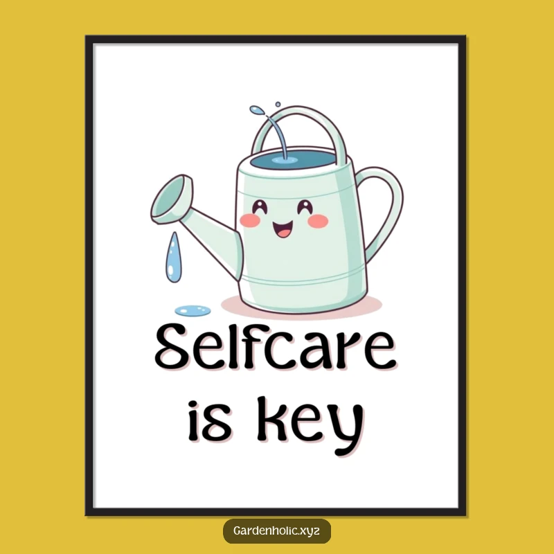 Funny Watering Can Poster: Delighted Face Watering Itself, Hilarious Art