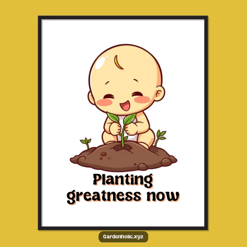 Funny Planting Character Poster, Happy Seed Planting Art, Cheerful Cultivation Decor Gift