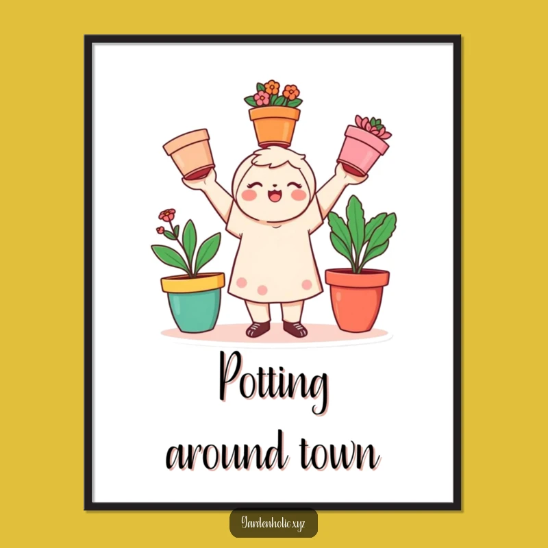 Funny Gardener Poster: Juggling Flowers Art, Perfect Playful Gift Decor