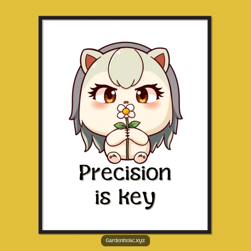 Funny Garden Art Print: Determined Pruner Poster for Focused Spaces