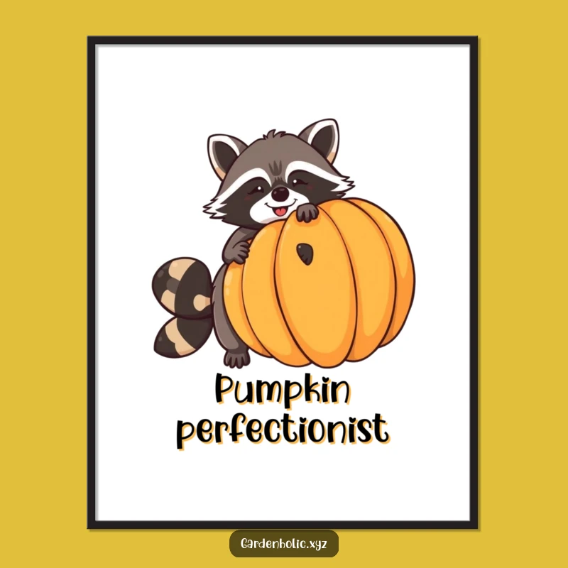Funny Raccoon Pumpkin Balance Poster - Wall Art That Captures Fall's Humor