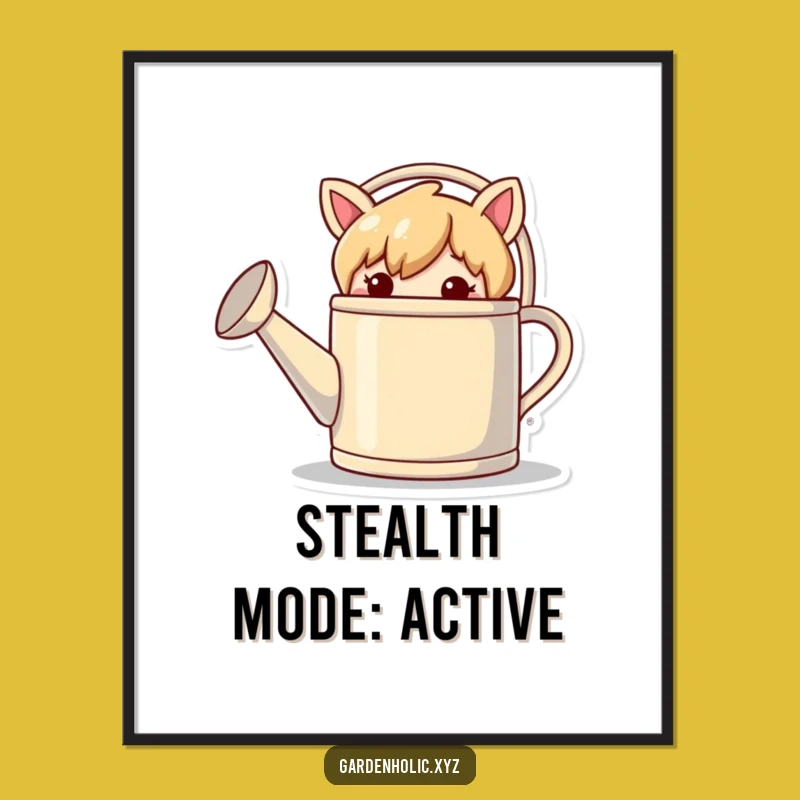 Funny Gardener Poster - Mischievous Hiding Character Art, Playful Funny Gift!