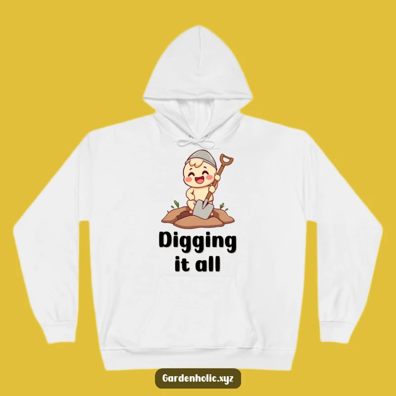 Funny Digging Character Spade Hoodie - Cozy & Hilarious Workwear