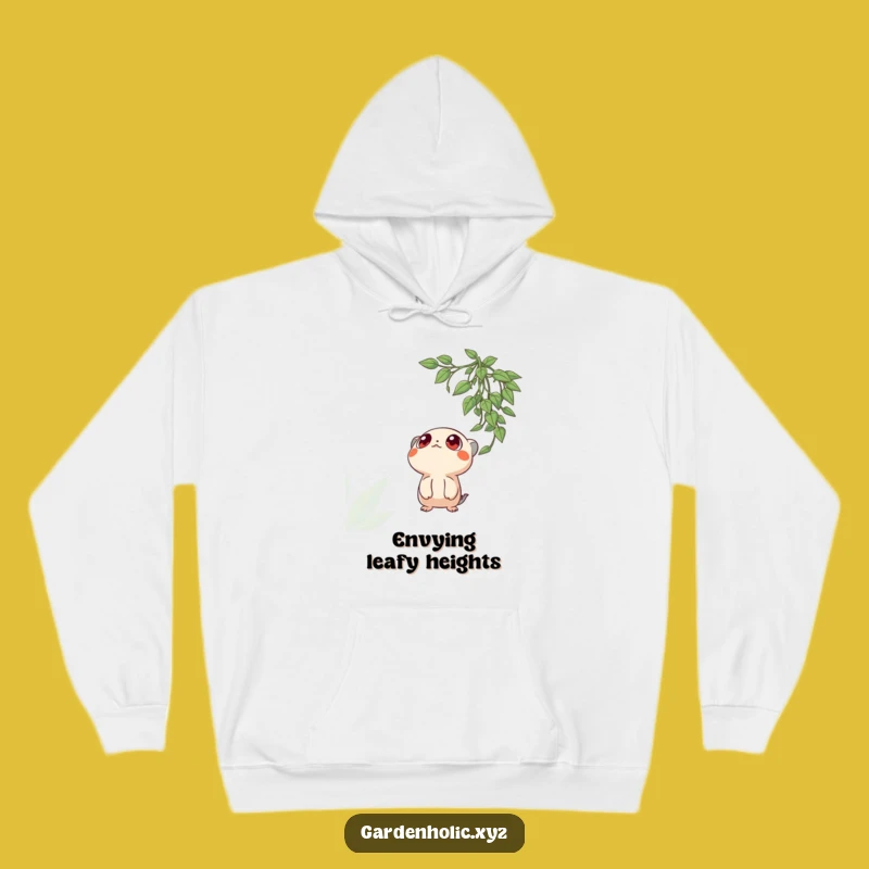 Funny Curious Creature Hoodie, Cozy Wide Eyes Plant Design, Warm & Hilarious Nature Gift