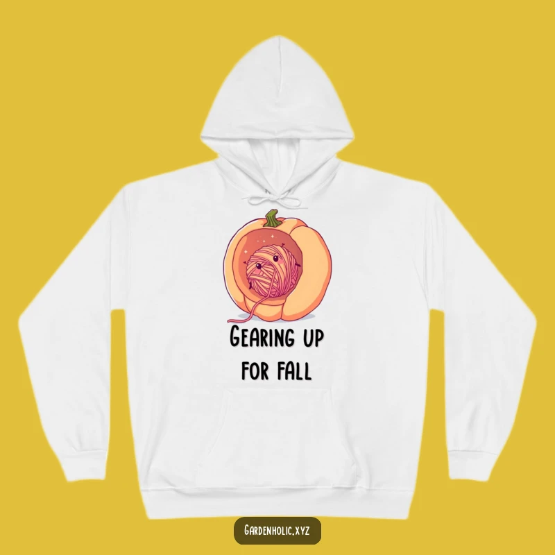 Funny Cozy Yarn Hoodie: Fuzzy Ball Rolling in Pumpkin, Warm Gift