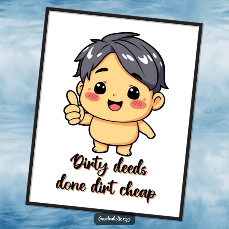 Funny Free Printable Wall Art: A dirt smudge character humorously offering a big thumbs up with a grin.