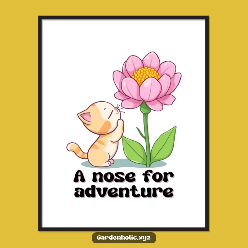 Free Printable Cat Flower Wall Art - Whimsical Downloadable Decor for Nature Lovers