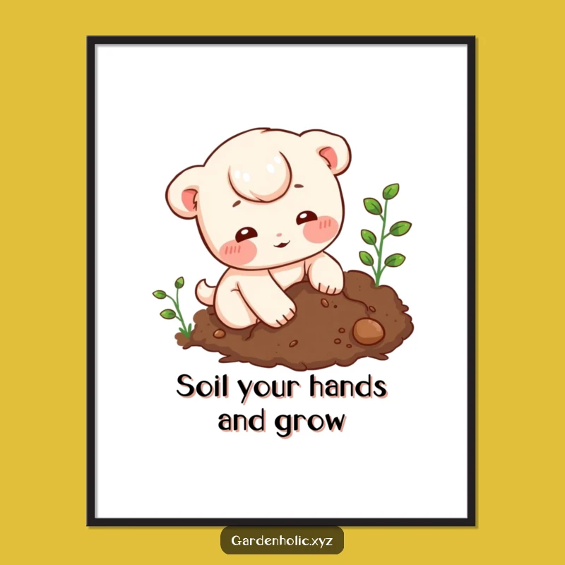 Free Printable Wall Art: Digging Character Design, Downloadable Humorous Home Decor