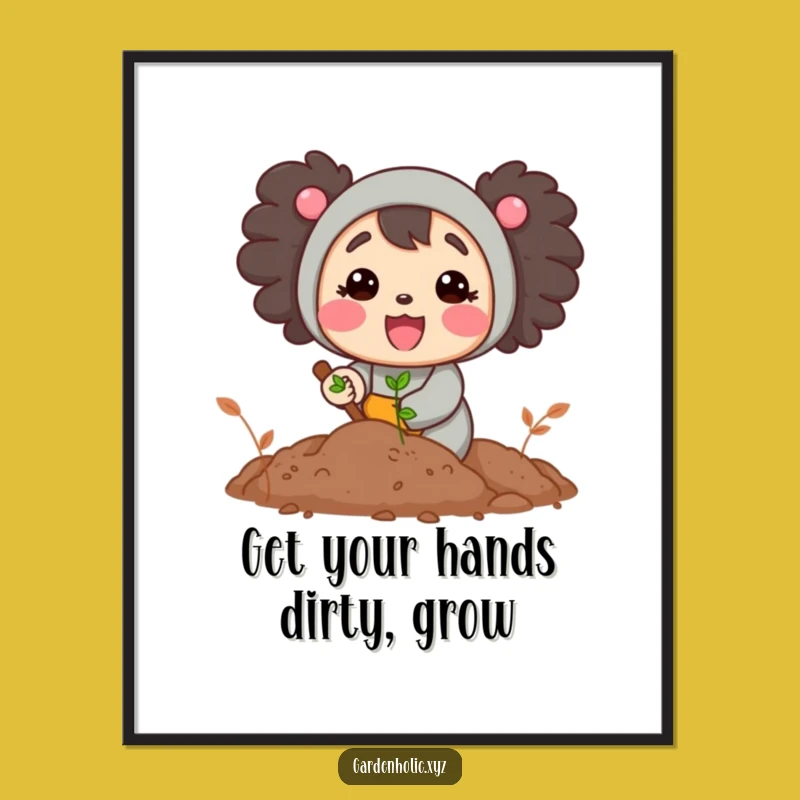 Free Printable Wall Art: Digging Character Funny Downloadable Decor