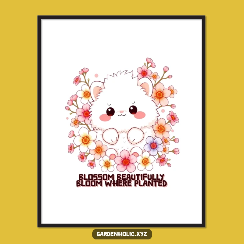 Free Printable Wall Art: Fluffy Blossom Creature Downloadable Art Gift