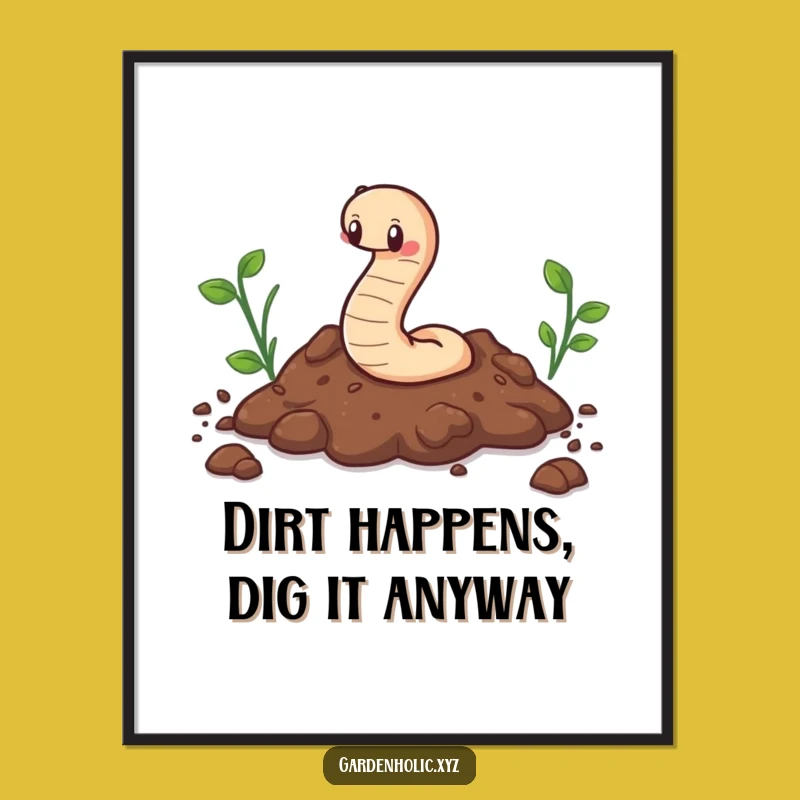 Free Printable Wiggling Worm Wall Art: Funny Downloadable Garden Decor