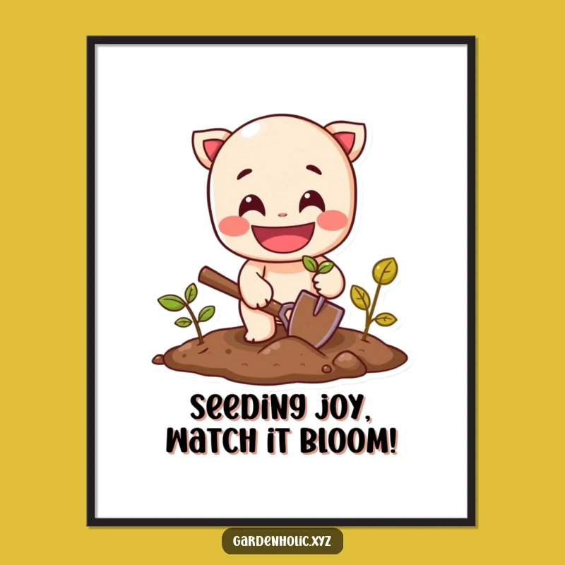 Funny Free Printable Wall Art: Cheerful Planter Character - Sow Joy Downloadable Decor