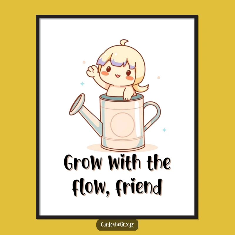 Funny Free Printable Wall Art: Waving Character, Quirky Home Decor Download