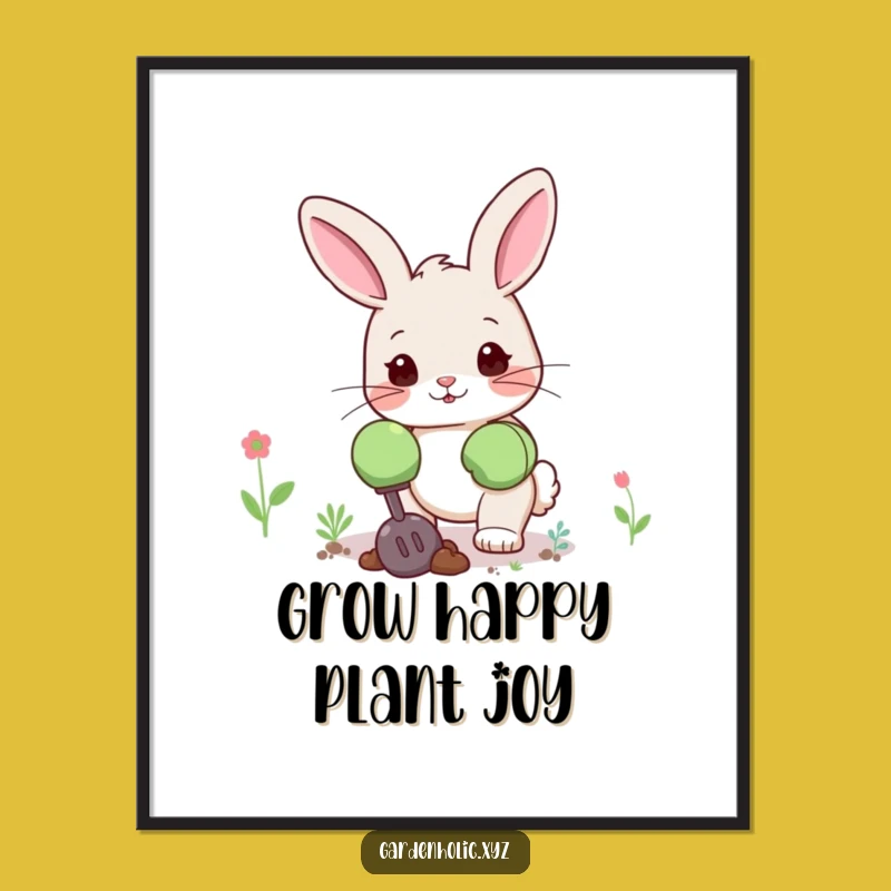Funny Free Printable Wall Art: Bunny Gardener! Cute Downloadable Art for Plant Lovers.