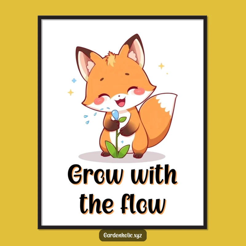 Funny Free Printable Wall Art: Fox & Plant! Whimsical Downloadable Art for Green Spaces.
