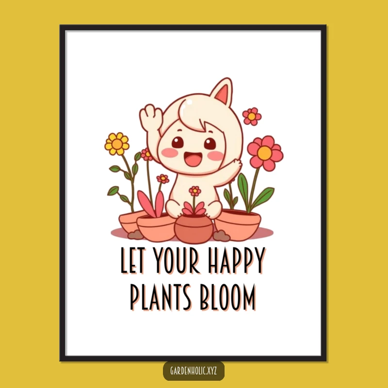 Free Printable Wall Art: Happy Plants Greeter - Funny Digital Download Gift
