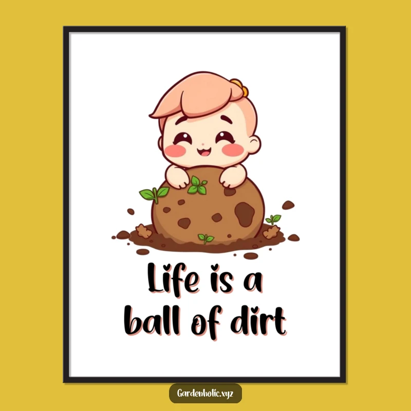 Quirky Free Printable Wall Art: Happy Soil Ball Character Art