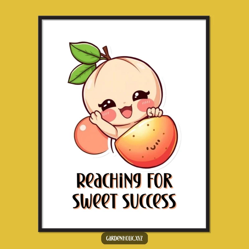 Free Printable Wall Art: Fruit Reaching Character - Humorous Downloadable Art for Your Home