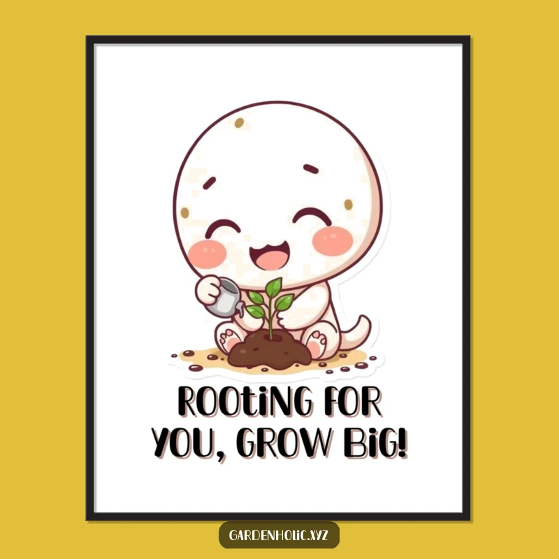 Funny Free Printable Wall Art: Happy Gardener Character - Grow Joy Downloadable Decor