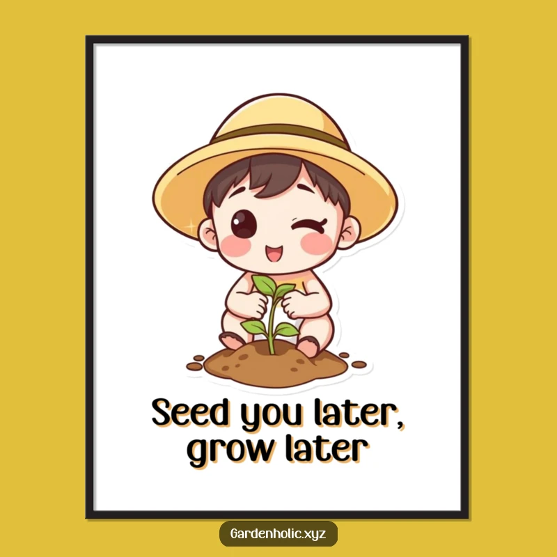 Free Printable Wall Art: Winking Gardener Design, Downloadable Humorous Home Decor