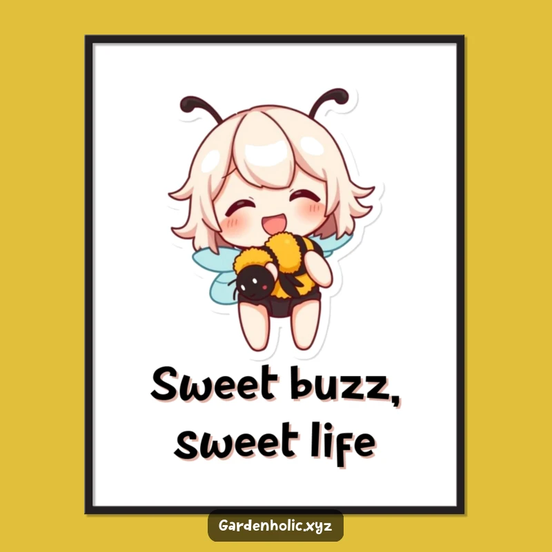 Funny Free Printable Wall Art: Giggling Bee Character Downloadable Decor