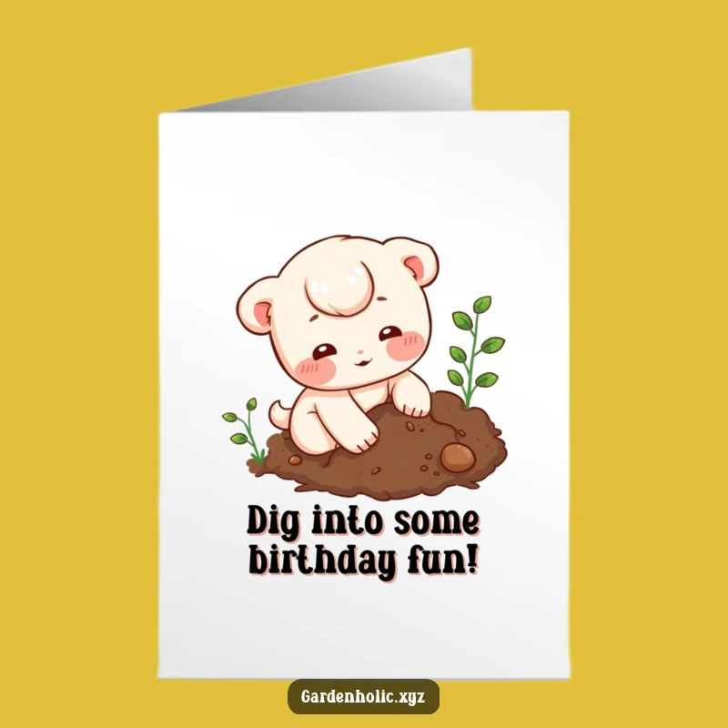 Free Printable Birthday Card: Digging Character Greeting, Downloadable Funny Birthday Gift