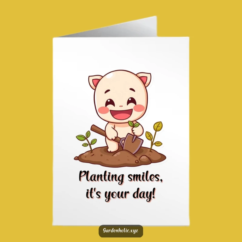 Free Printable Birthday Card: Cheerful Planter Character - Sow Fun Downloadable Gift