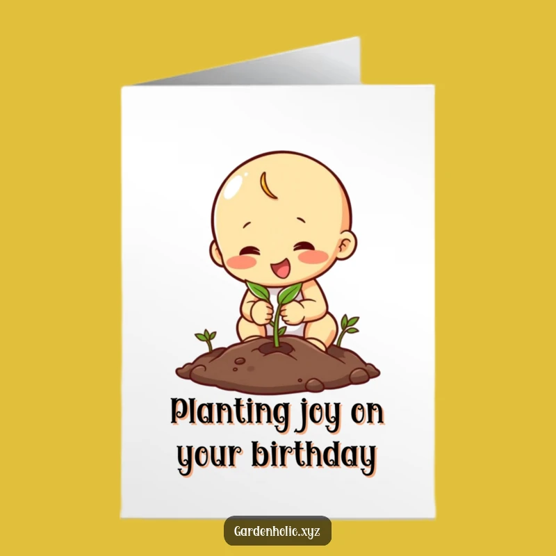 Free Printable Birthday Card: Planting Character Funny Downloadable Gift