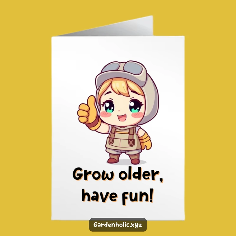 Free Printable Birthday Card: Thumbs Up Gardener Fun Downloadable Gift