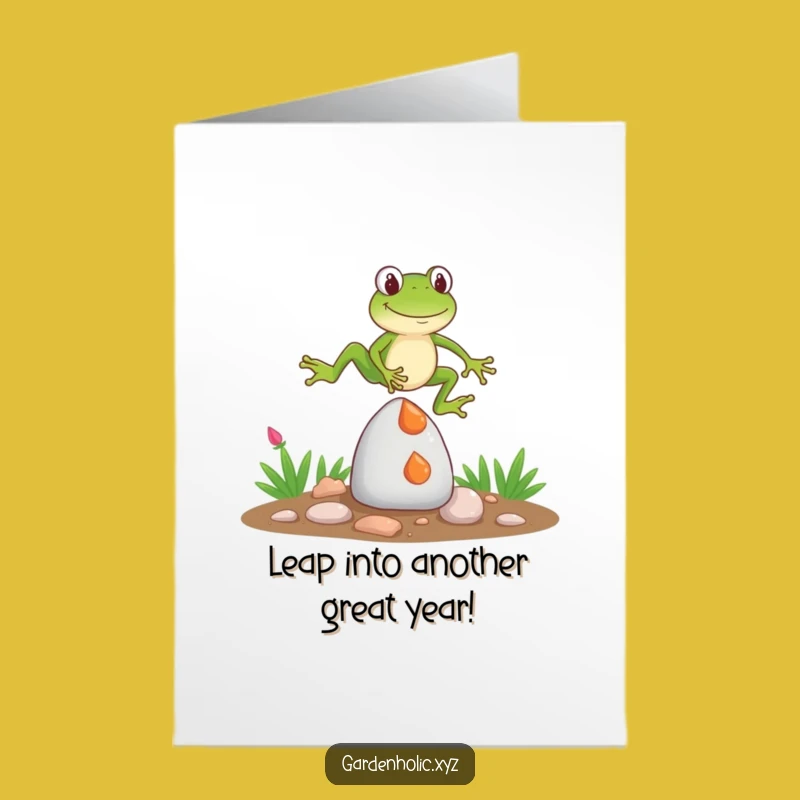 Free Printable Funny Frog Birthday Card: Bouncy Jumper Gnome Gag Downloadable