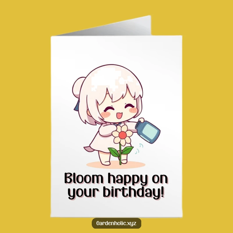 Funny Free Printable Flower Birthday Card - Watering Smiles Download