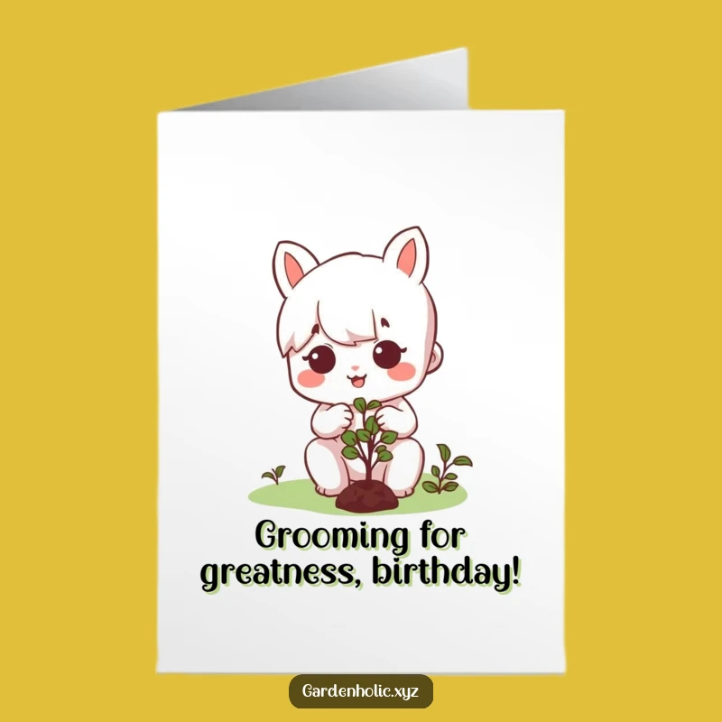 Free Printable Birthday Card: Focused Gardener Character - Funny Downloadable Gift